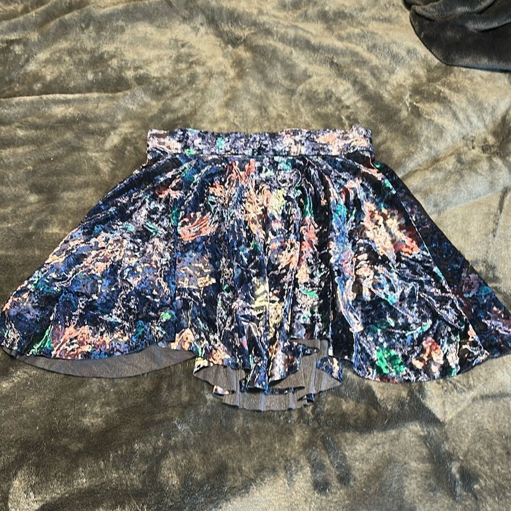 FREE PEOPLE Crushed Velvet Skirt Muted Floral XS